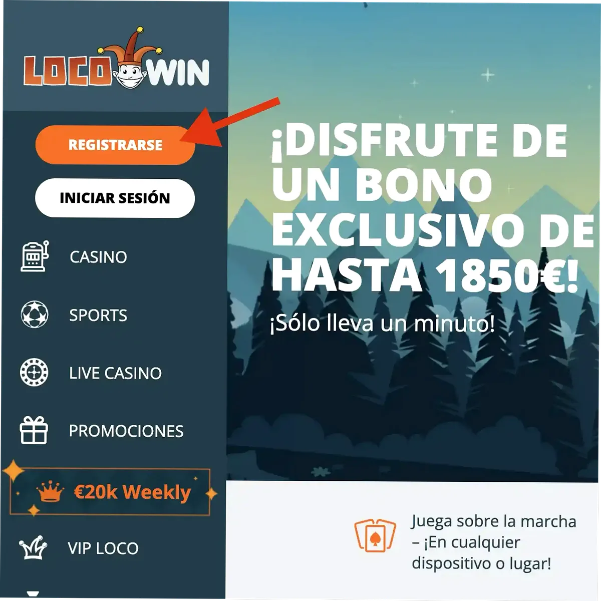 Paso 1 – Registrarse en LocoWin